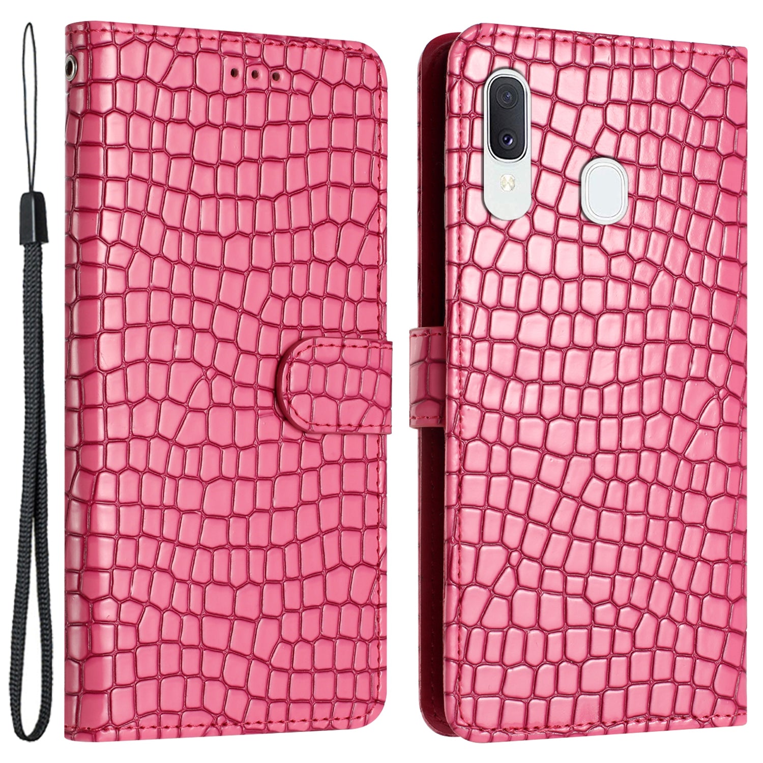 Til Samsung Galaxy A40 Fuld beskyttelse Stand Cover Crocodile Texture Læder pung telefonetui med rem Til Samsung Galaxy A40 Fuld beskyttelse Stand Cover Crocodile Texture Læder pung telefonetui med rem